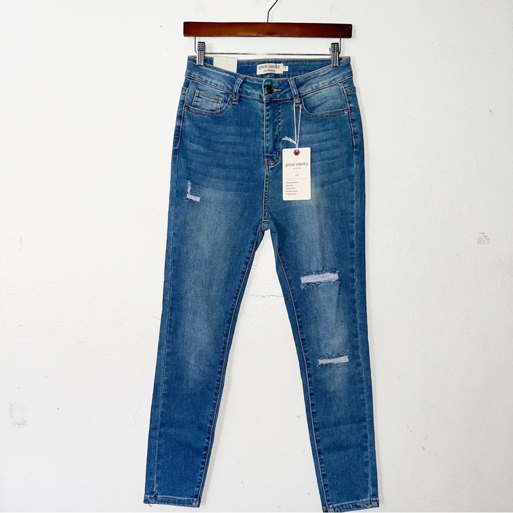 NWT Great Smoky Ladies Distressed Skinny Jeans Hi Rise Super Stretch Soft 27